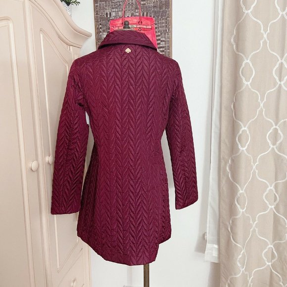 Kate Spade Quilted Snap Button Jacket Coat Red XS - Picture 10 of 12